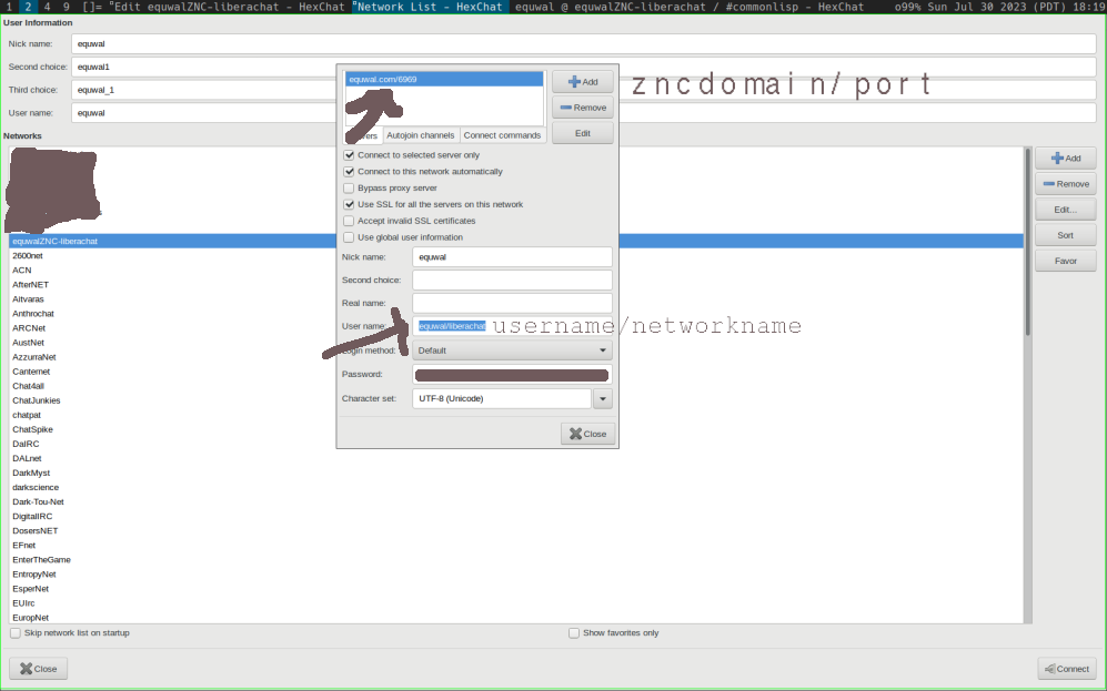 Hexchat config panel